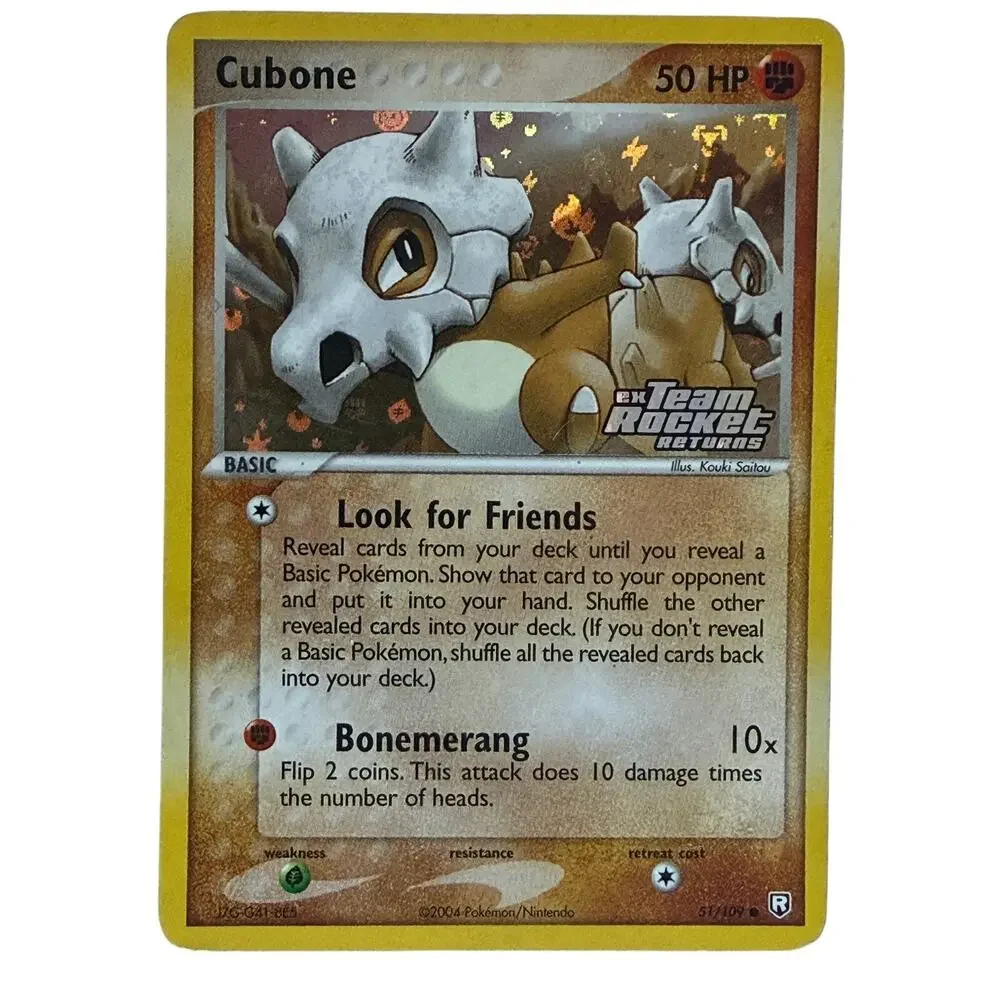 Pokémon Cubone 51/109 EX Team Rocket Returns 2004 Reverse Holo Stamped Card MP